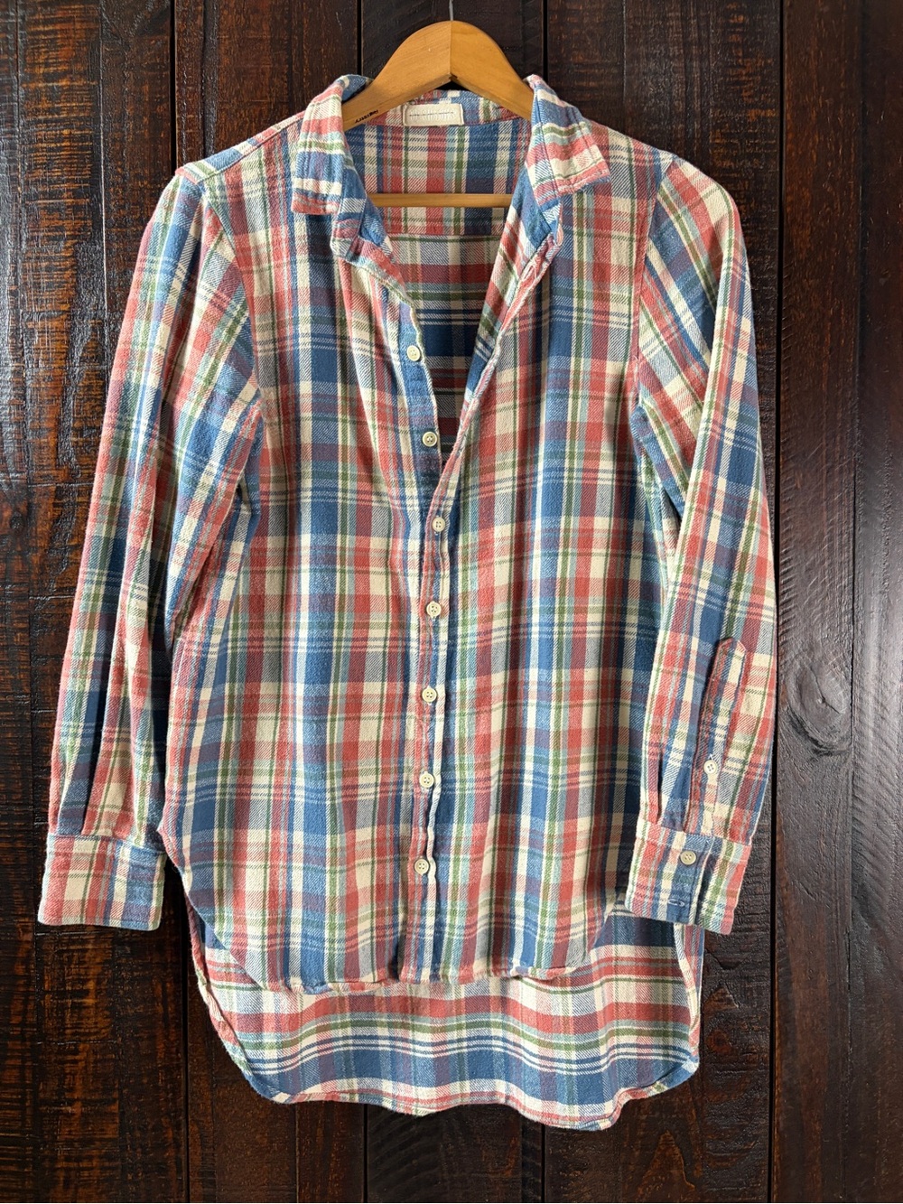 CP Shades Plaid Hi-low hem Flannel Shirt Button front Size Small